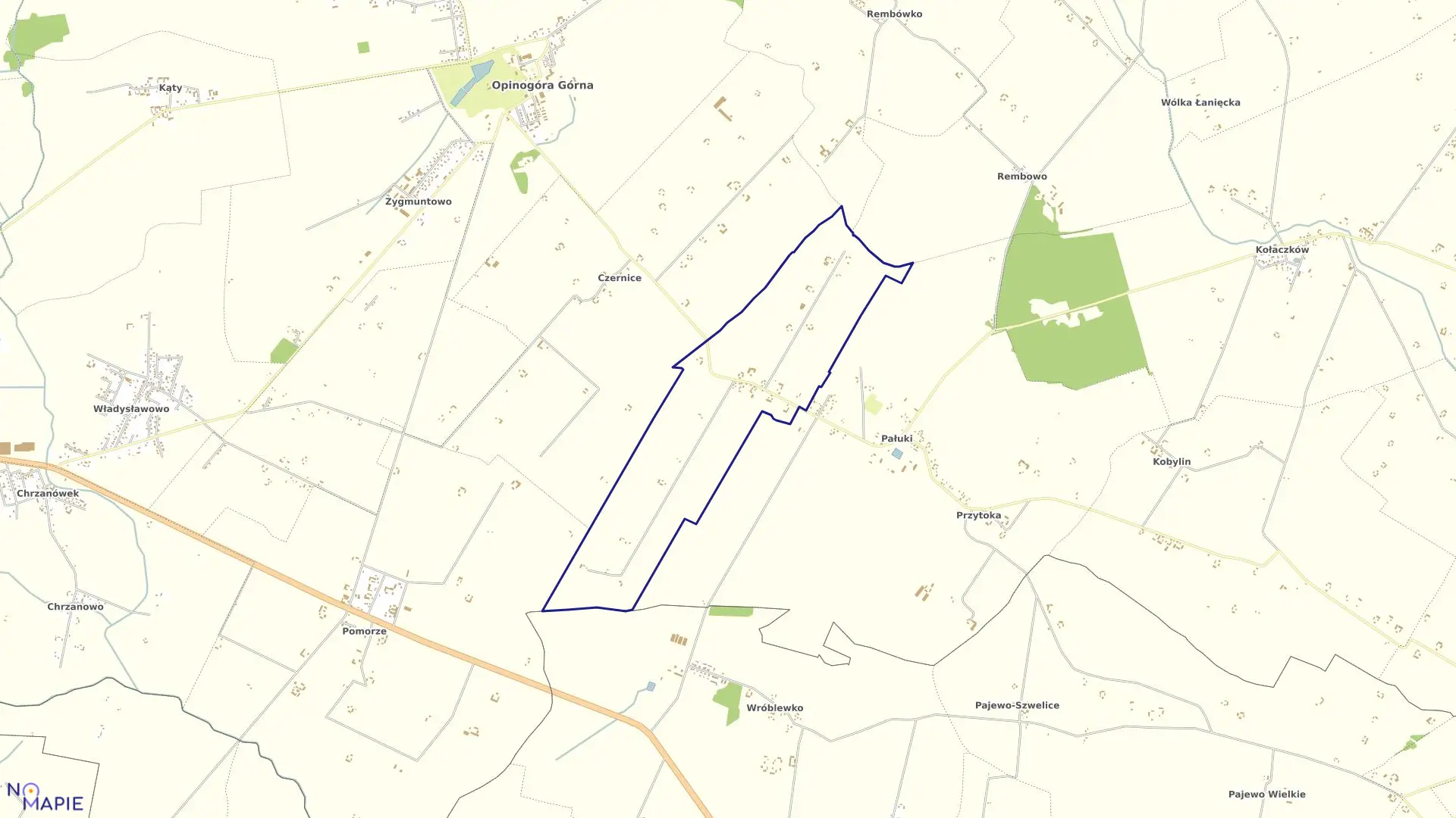 Mapa obrębu BOGUCIN w gminie Opinogóra Górna