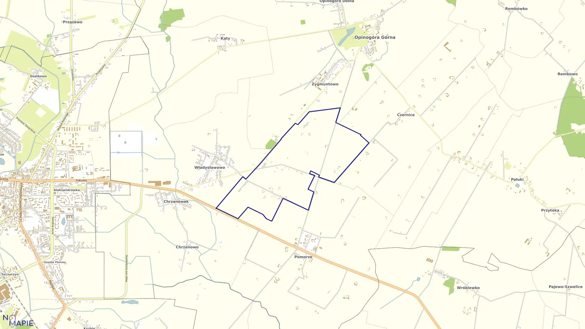 Mapa obrębu ELŻBIECIN w gminie Opinogóra Górna
