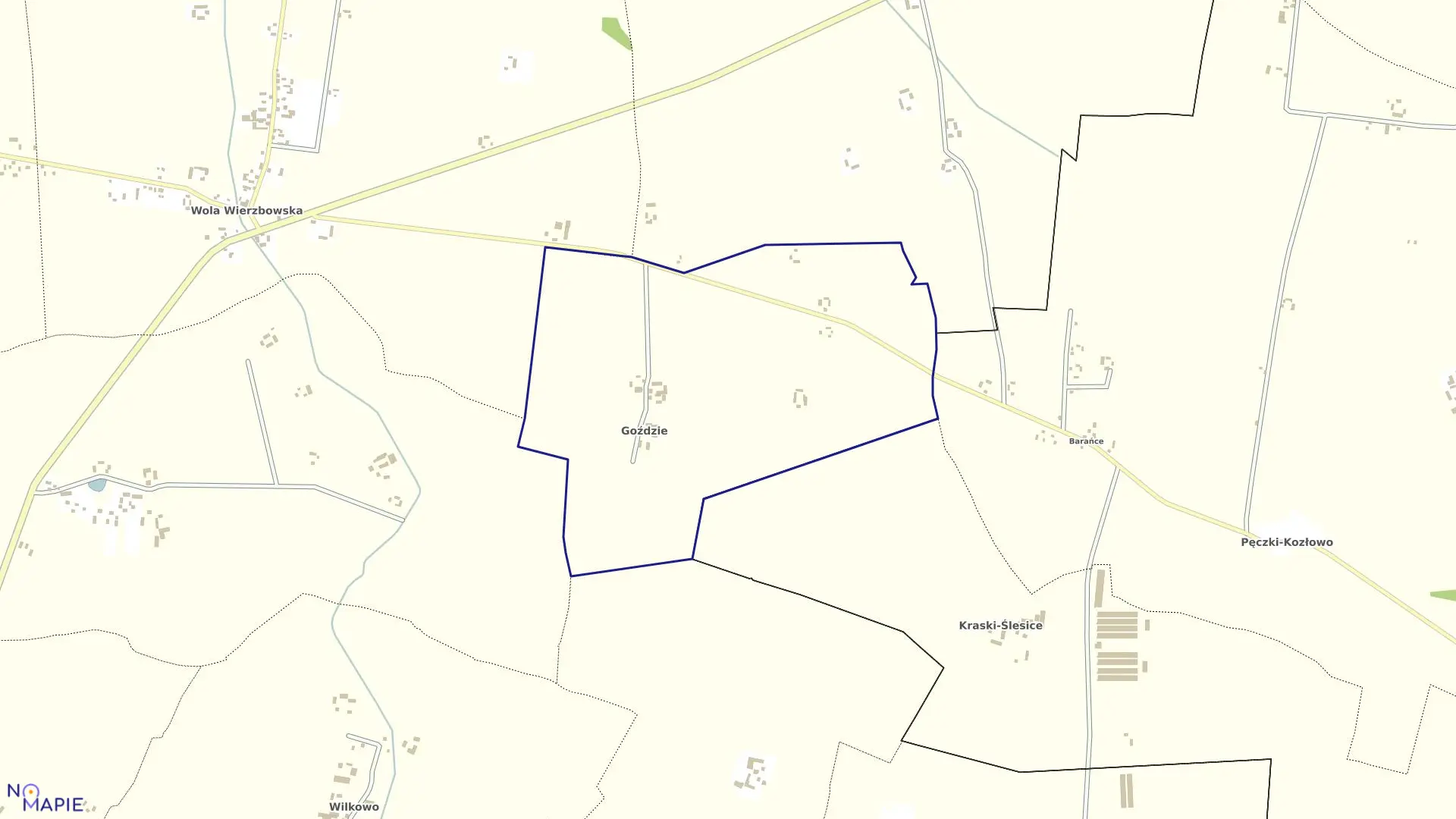 Mapa obrębu GOŹDZIE w gminie Opinogóra Górna